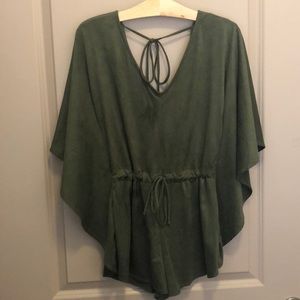Green Suede Romper